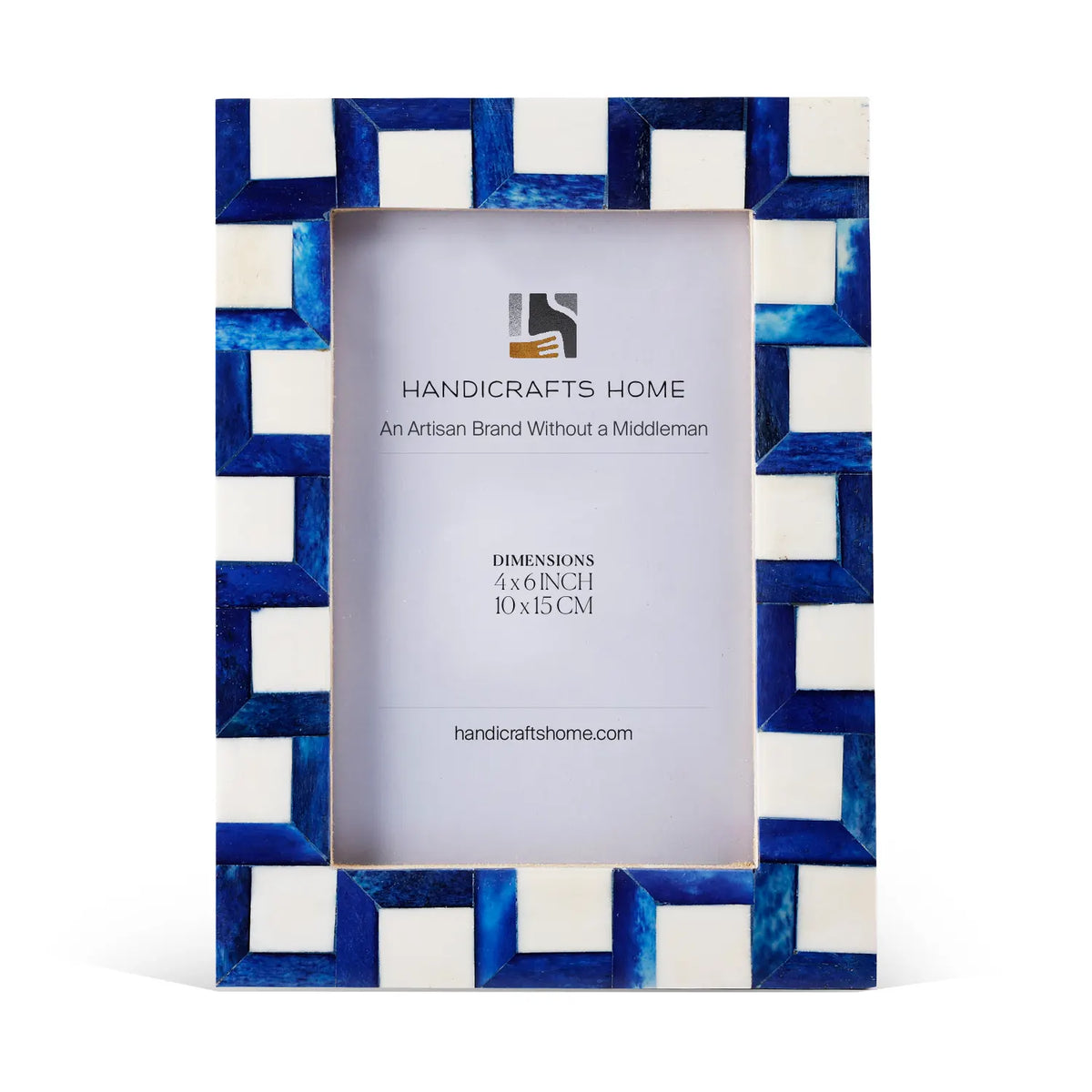 Handmade Picture Frames Esher Cube Bone Inlay Collection, Blue-White, 4x6, 5x7, for tabletop or wall display