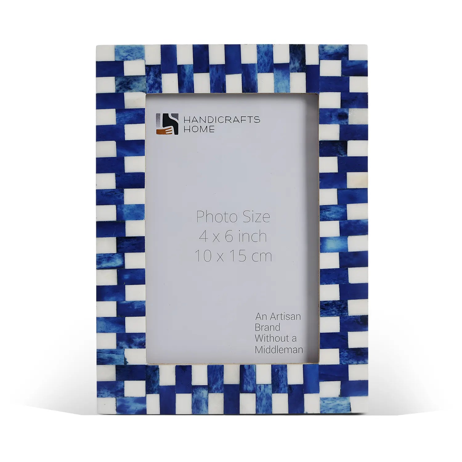 Blue Mosaic Grid Bone Inlay Picture Frame 4x6 5x7 Decor