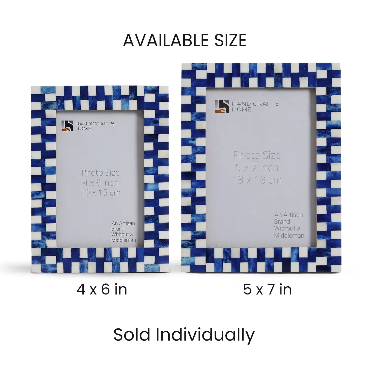 Blue Mosaic Grid Bone Inlay Picture Frame 4x6 5x7 Decor