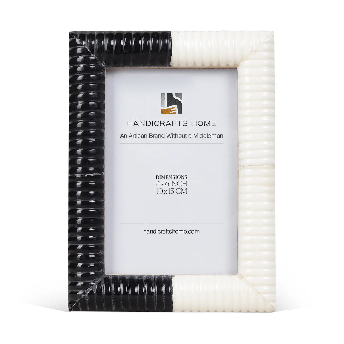 Handmade Black White Resin Hand Carved Ridge Picture Frame 4x6 5x7, for tabletop or wall display