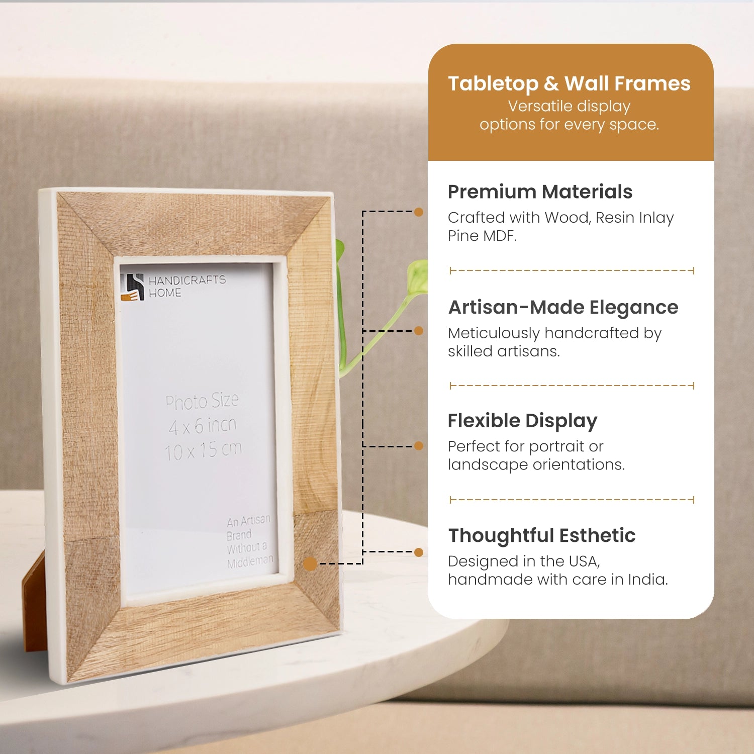 Wood Resin Inlay Picture Frame 4x6 5x7 Photo Frame Decor
