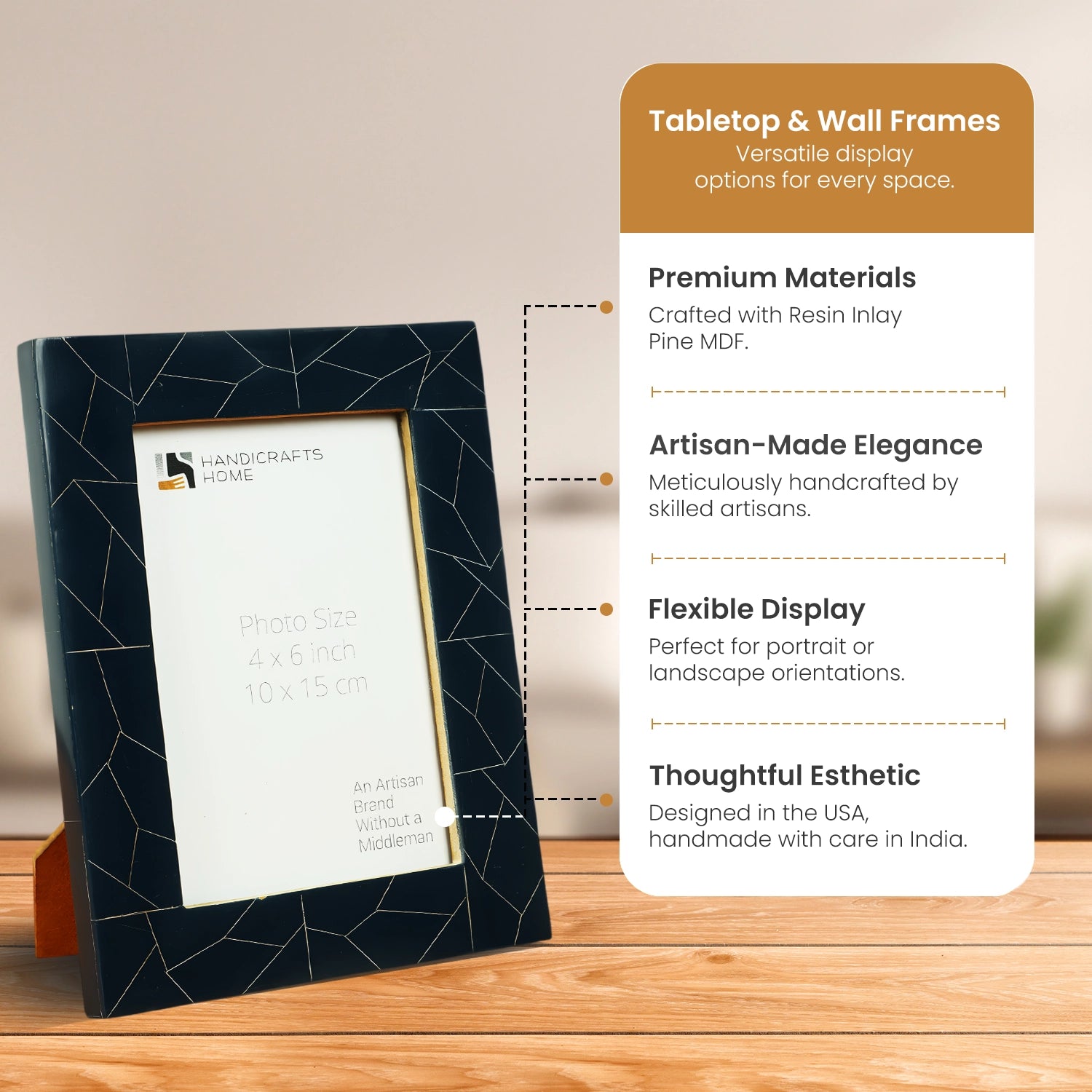 Picture Frame Bluzaic Collection Resin Inlay Midnight Blue – 4x6 & 5x7"