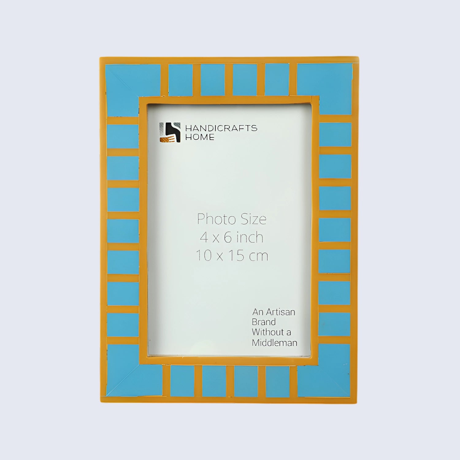 Picture Frame Classic Block Stripe Collection Resin Inlay, Turquoise – 4x6 & 5x7