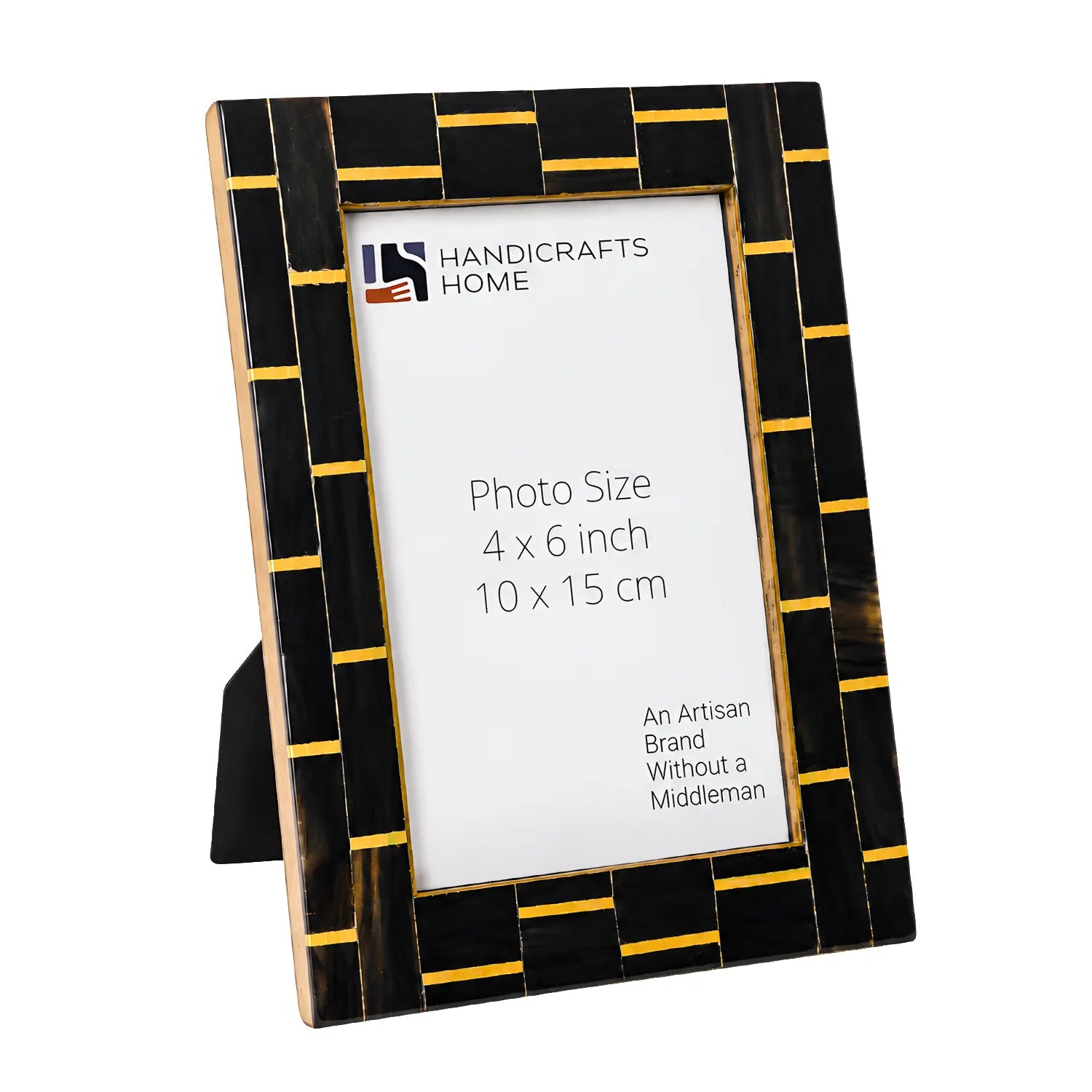 Picture Frames Classic Horn & Brass Inlay, Black, 4x6, 5x7