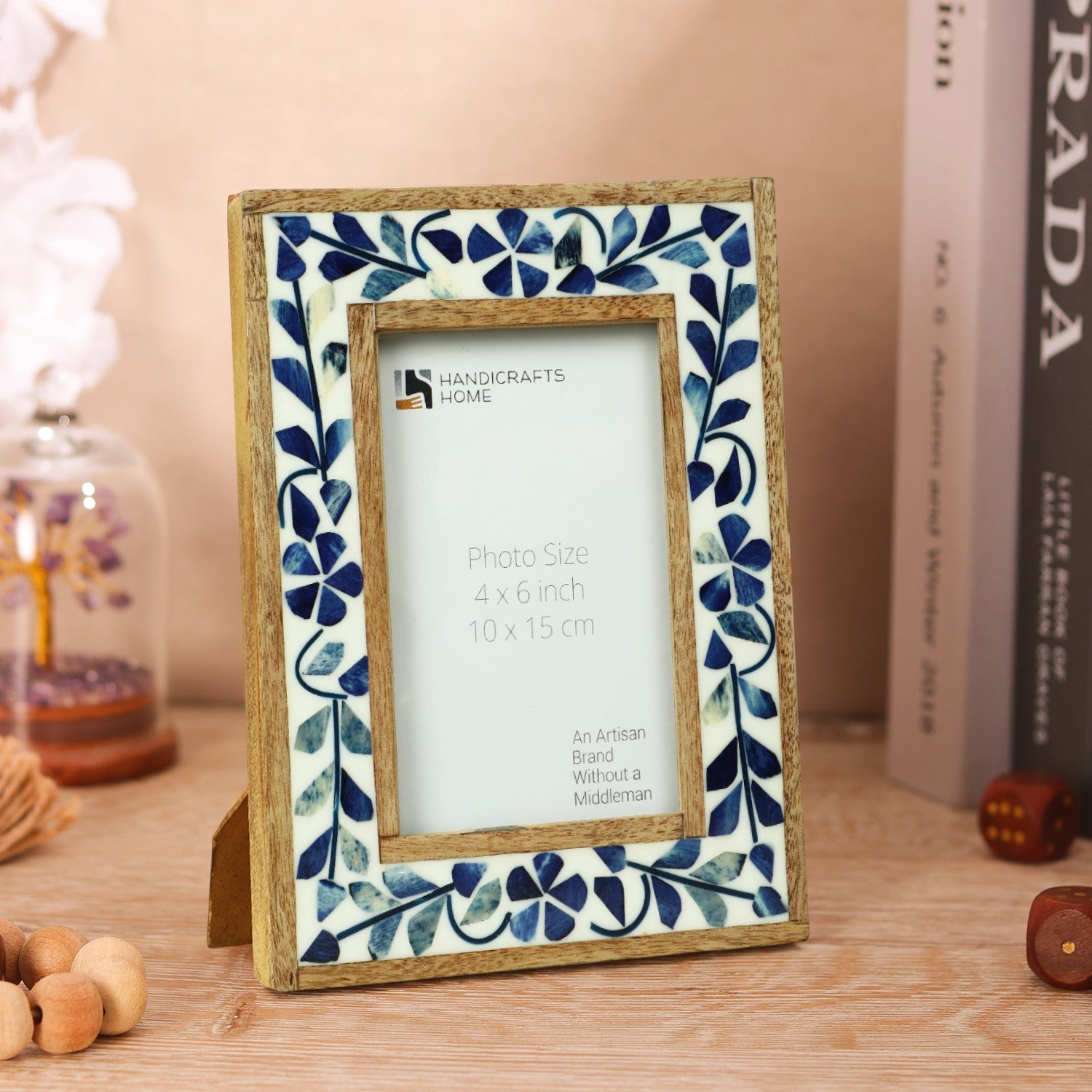Picture Frame Alhambra Azual  Collection Bone & Resin Inlay – 4x6