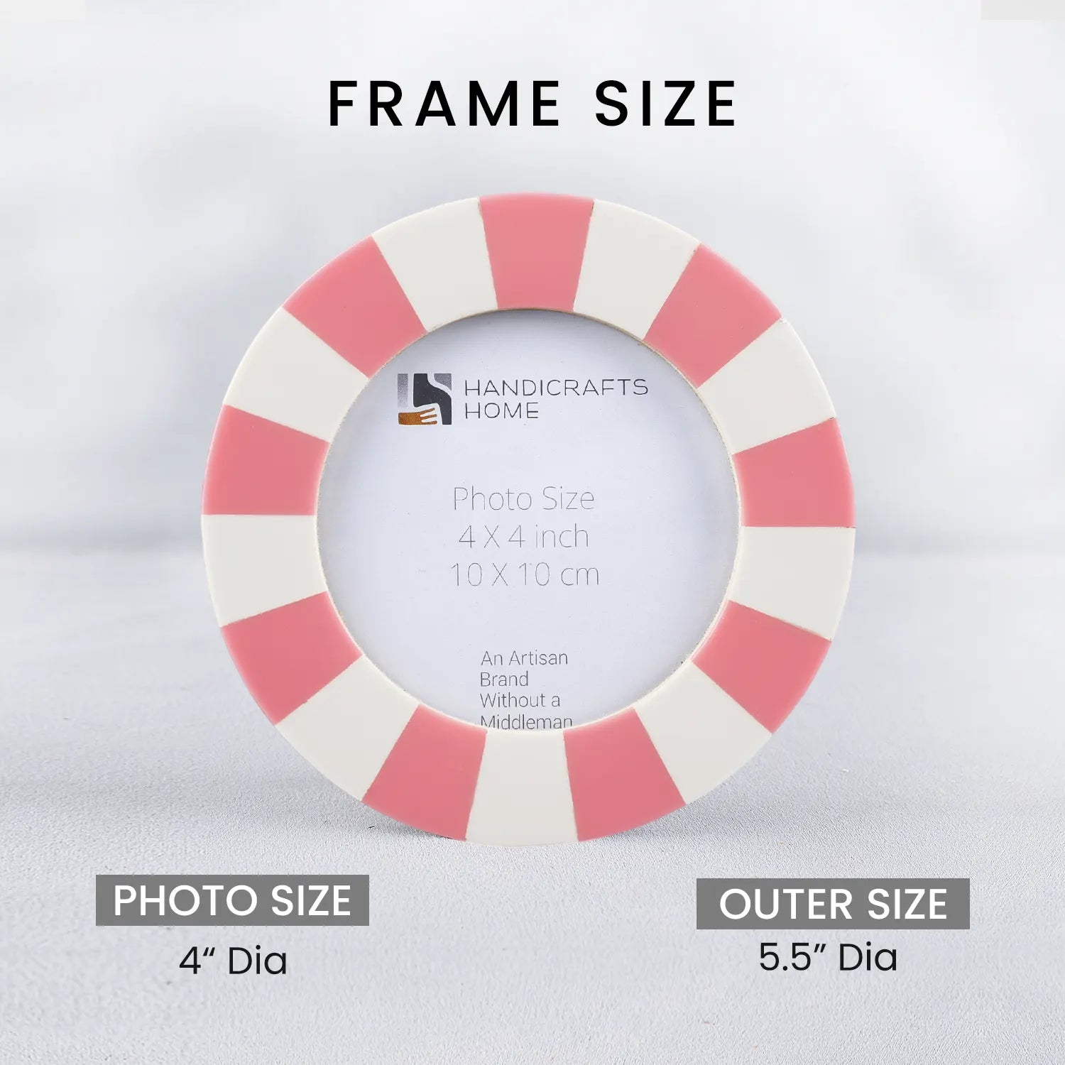 Round Resin Inlay Baby Picture Frame 4x4 Pink Nursery Decor