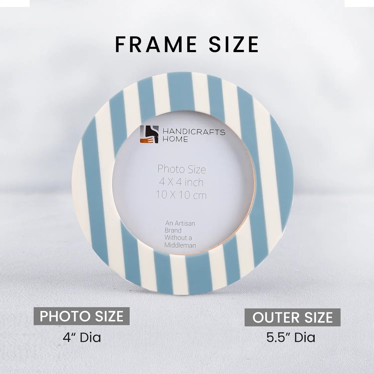 Blue Picture Frame| Riviera Coastal Resin Inlay | 4"Round Frame