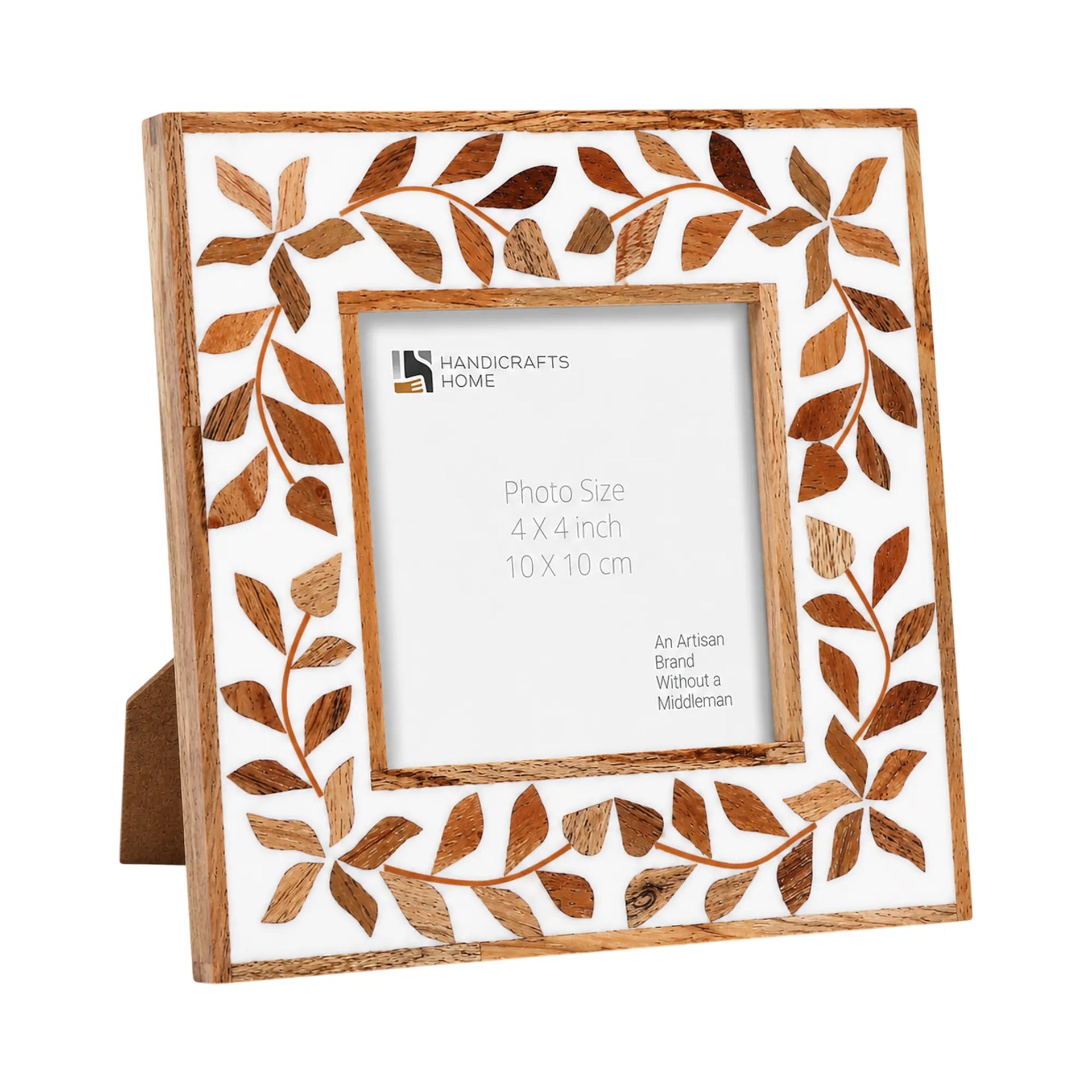 Alhambra Resin & Wood Inlay Botanical Picture Frame - 4"x4"