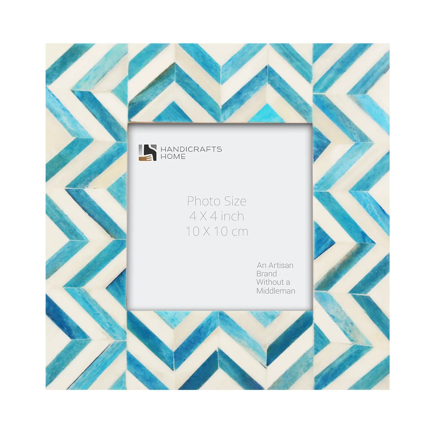 Picture Frame Zigzag Herringbone Collection Bone Inlay Turquoise & White – 4x4 & 4x6"