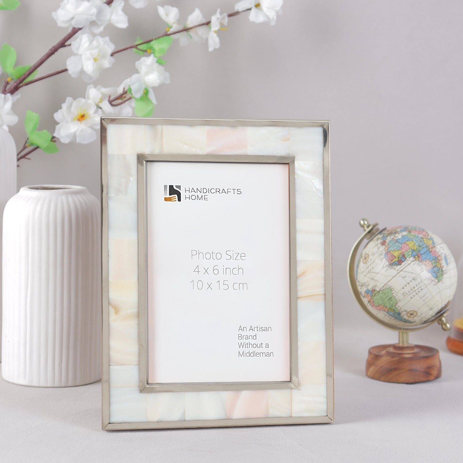 Picture Frame Camelot Maiden Collection Brass & Resin Inlay Gold & White – 4x6"