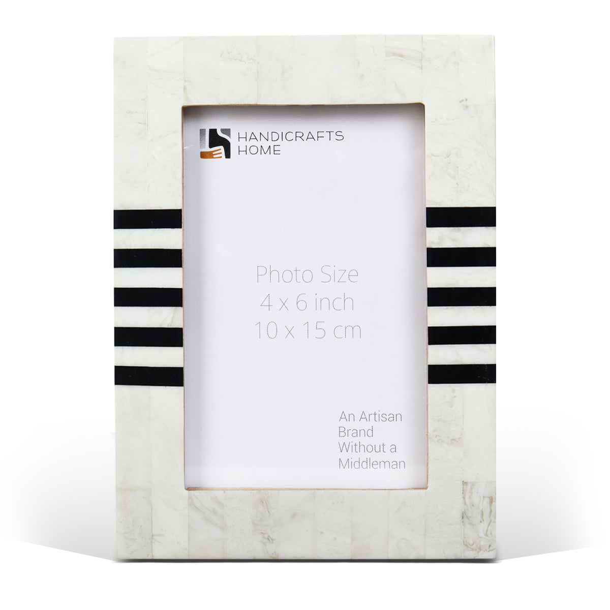 Handmade Contour Lado Modern Black & White Resin Inlay Picture Frames, for tabletop or wall display