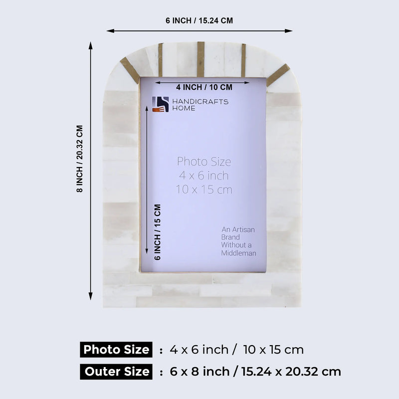 Size Chart for Picture Frame Palace Vista Collection Bone Inlay Brass White 4x6