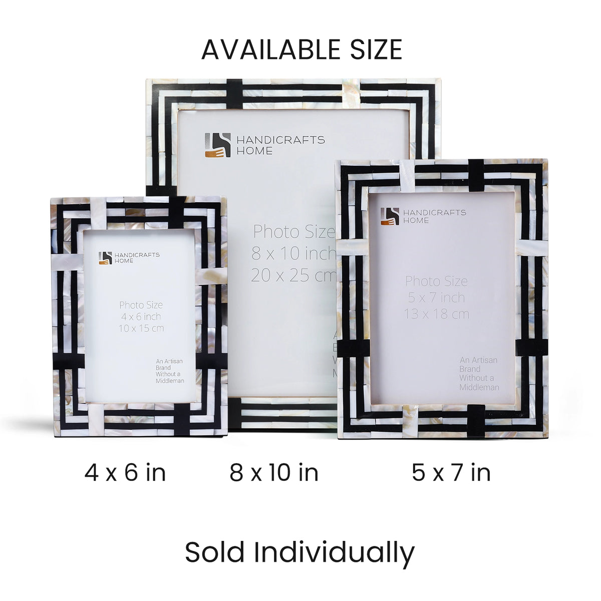 Pearlescent Picture Frames | Black & Shell | 4x6 5x7 8x10