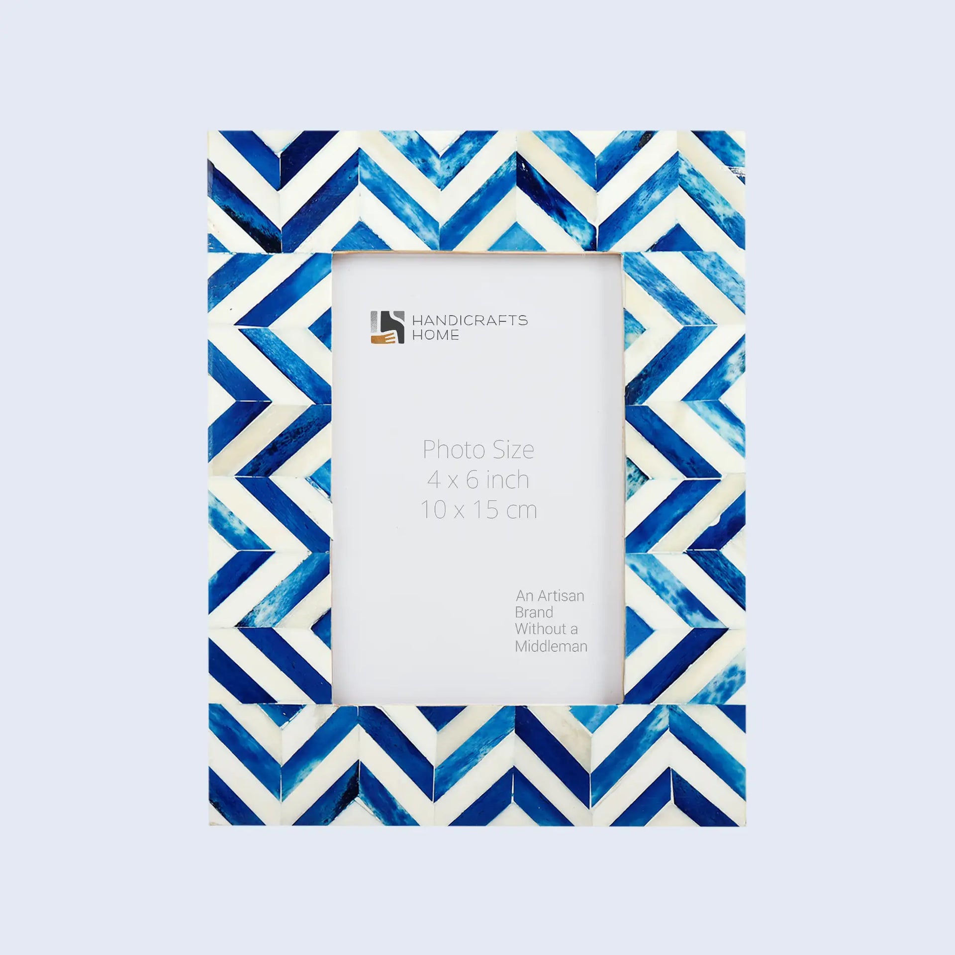 Picture Frame Zigzag Herringbone Collection Bone Inlay Blue & White – 4x6"