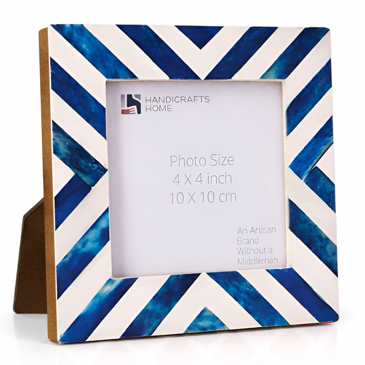 Picture Frame Chevron Collection Bone Inlay Blue 4x4 "