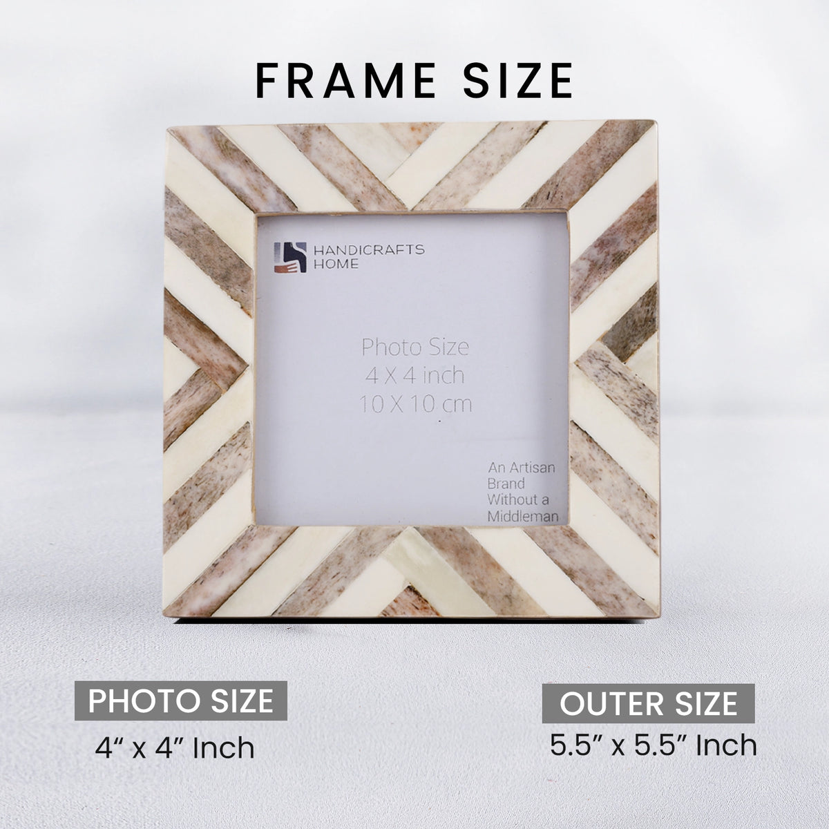Picture Frame Chevron Collection Bone Inlay Brown 4x4