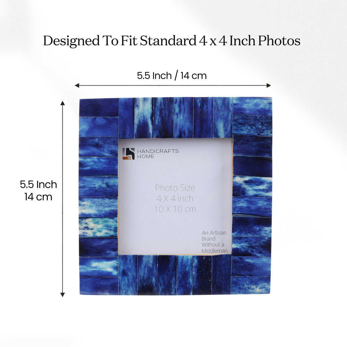 Baby Picture Frame Classic Collection Bone Inlay Blue 4x4