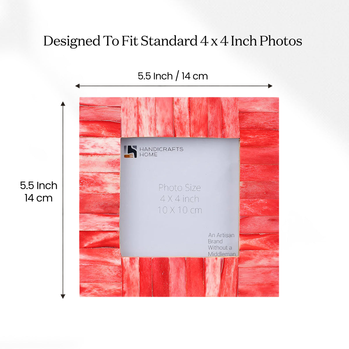 Picture Frame Classic Collection Bone Inlay Red 4x4"