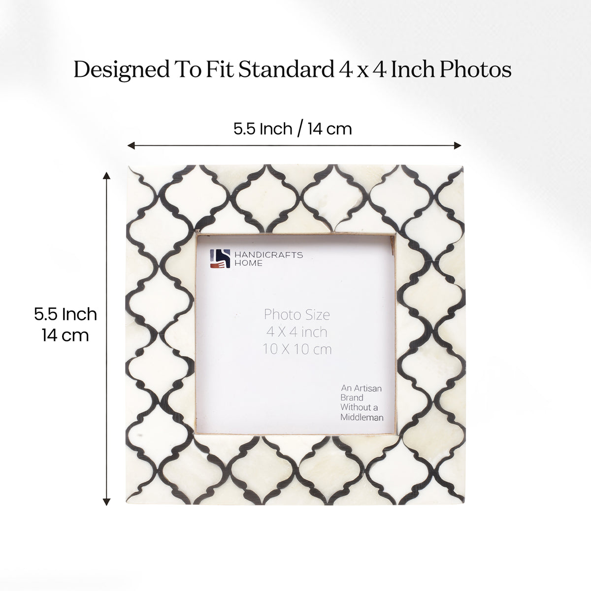Moroccan Bone & Resin Mini Accent Frame | 4x4 Black & White