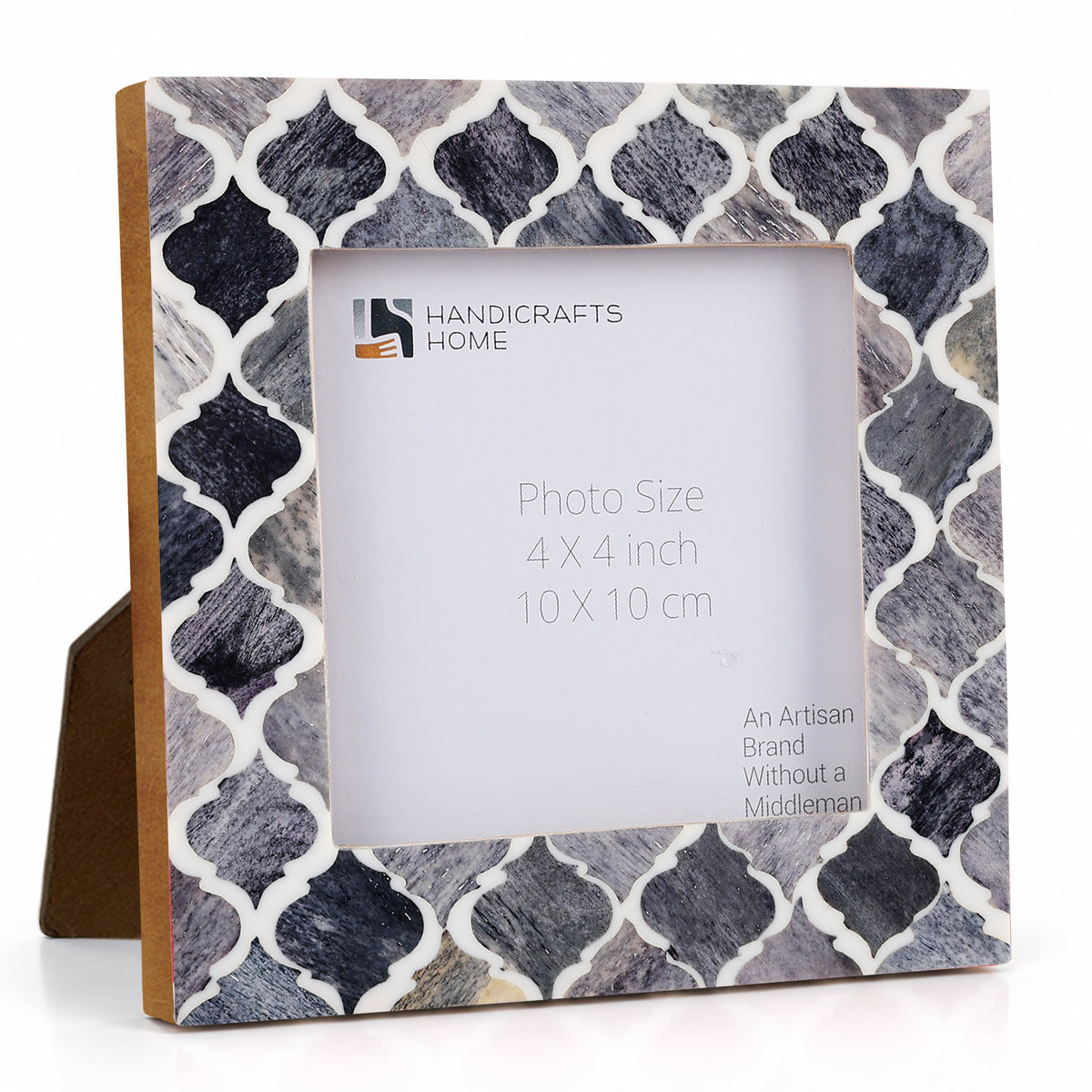 Moroccan Bone & Resin Mini Accent Frame | 4x4 Grey & White