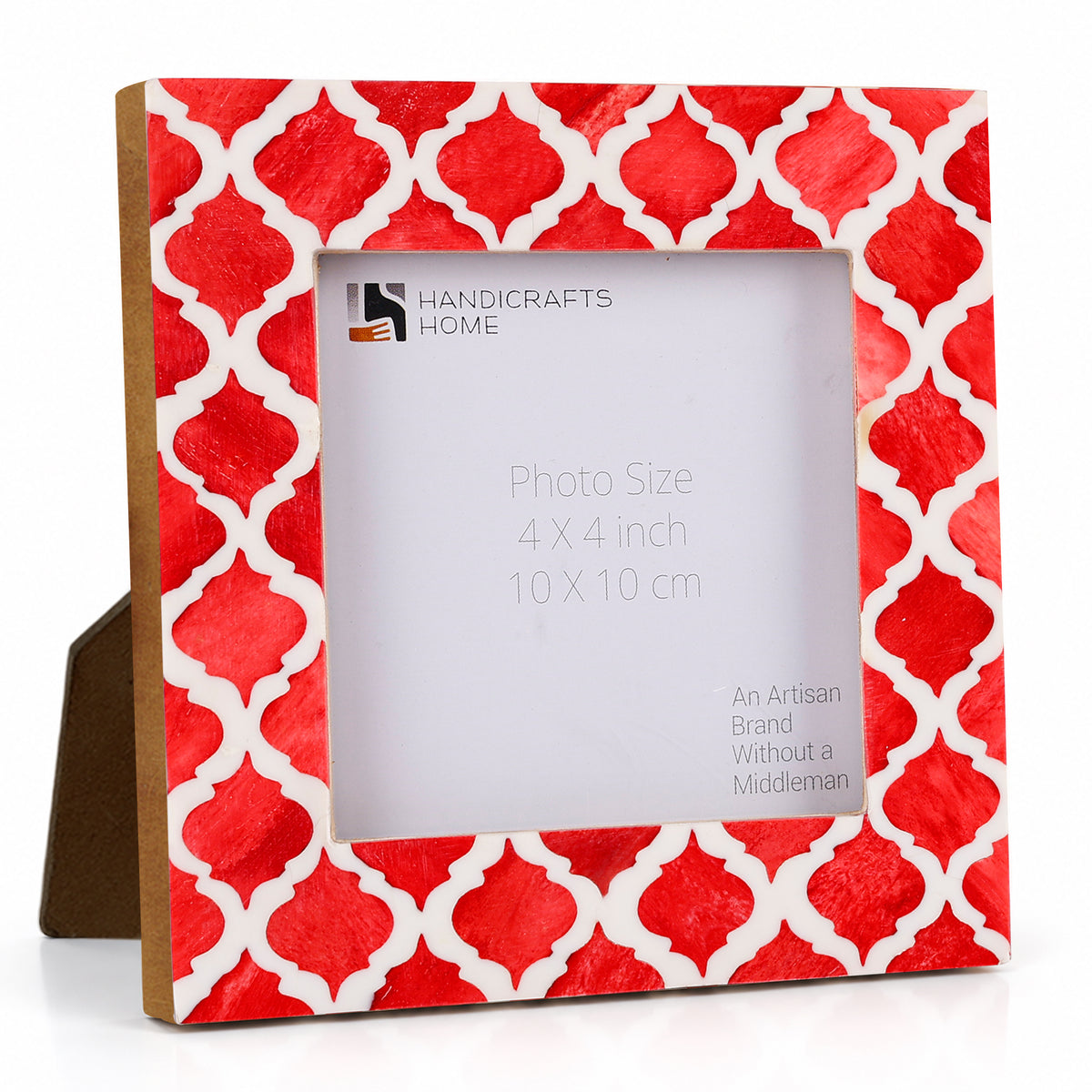 Moroccan Bone & Resin Mini Accent Frame | 4x4 Red & White