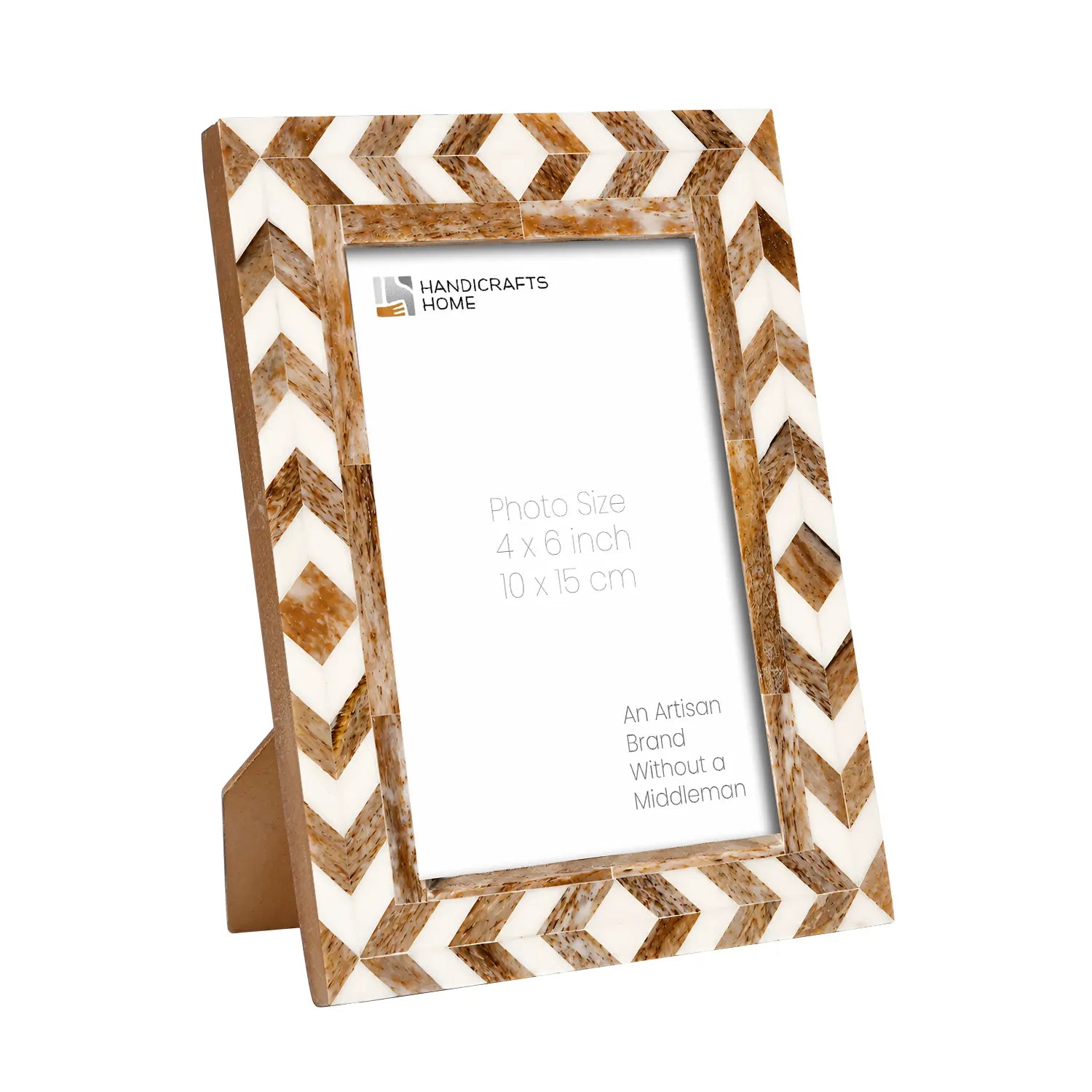 Brown white Bone Inlay Picture Frames | Taj Chevron Frame
