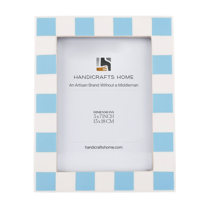 Handmade Baby Picture Frame 4x4 Checkered Art Inspired Resin Inlay Collection, for tabletop or wall display