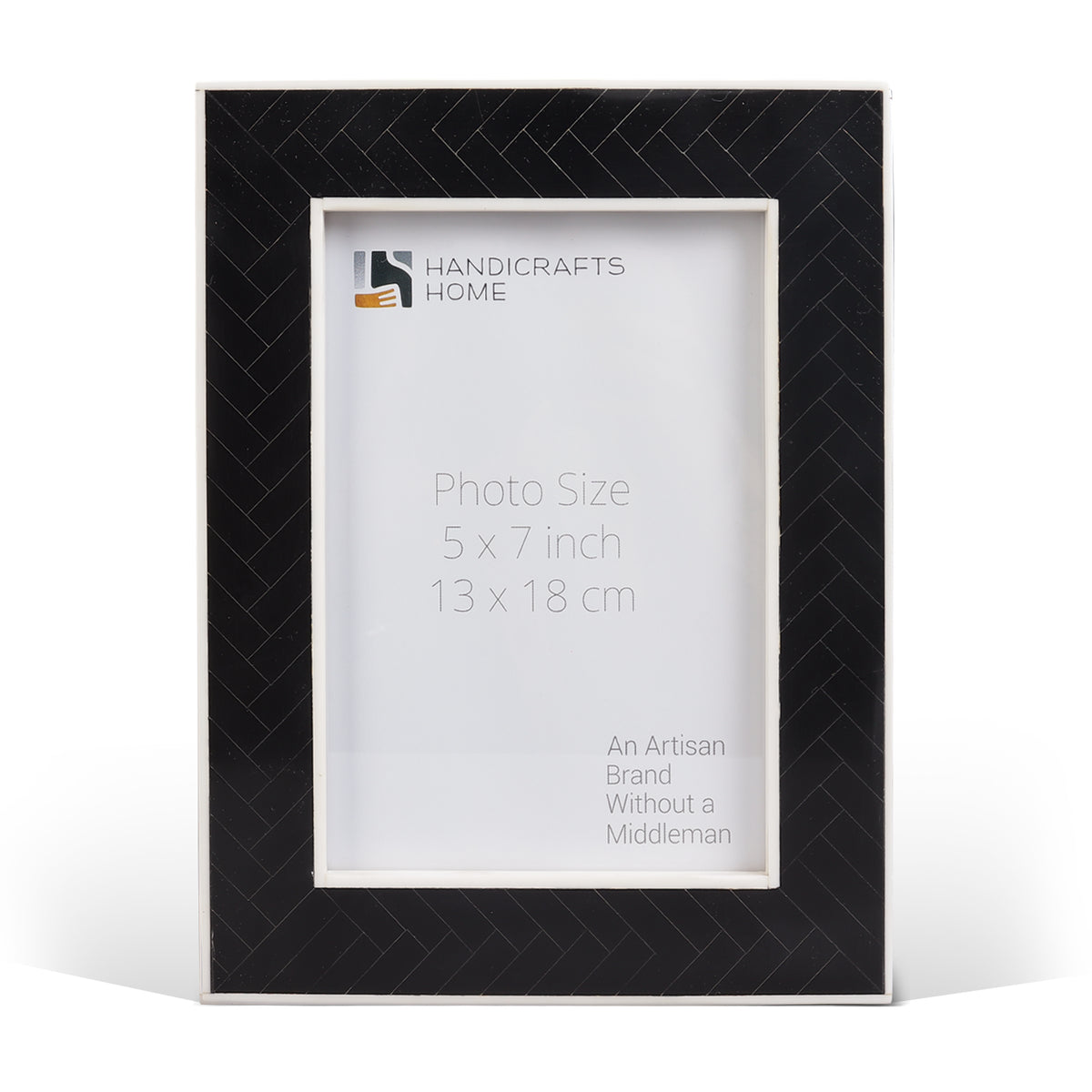 Picture Frames Chevron Pattern Collection Resin Inlay, Black-White-4x6 , 5x7"