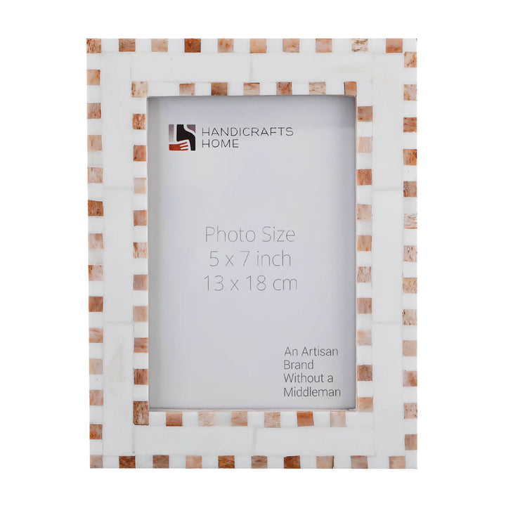 Handmade Brown White Bone Inlay Picture Photo Frame size 4x6 & 5x7, for tabletop or wall display