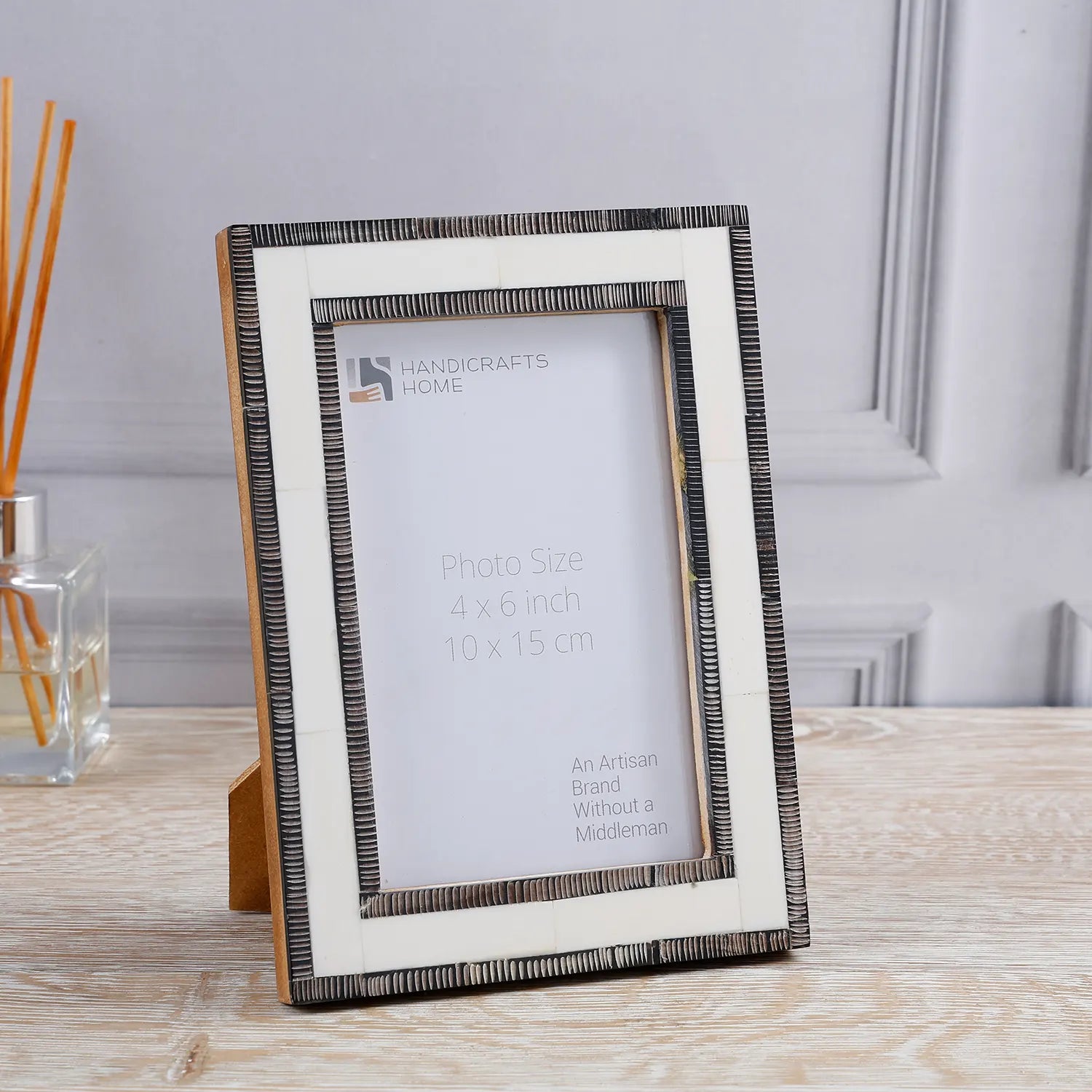 Shagreen Horn & Bone Inlay Picture Frame Black White 4x6 5x7
