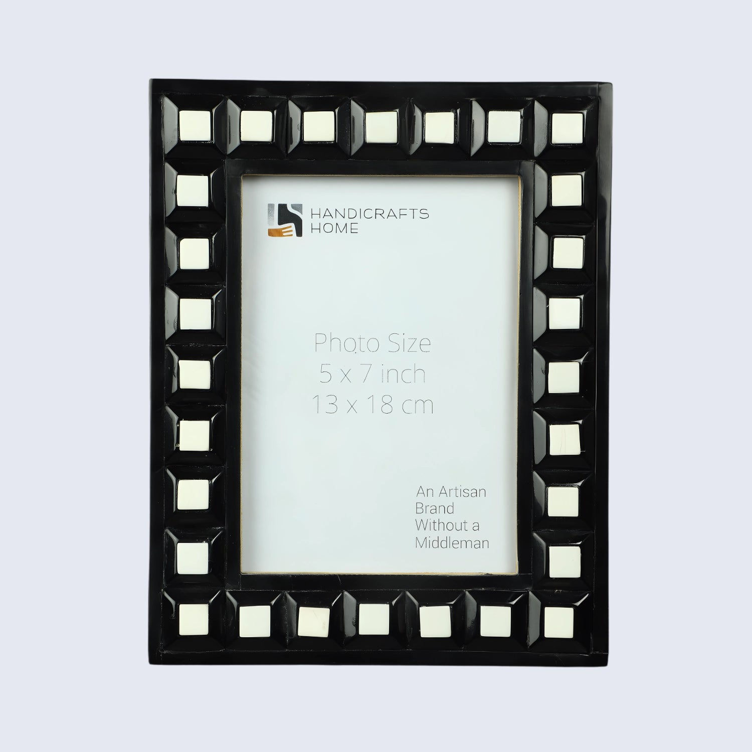 Picture Frames Black Square Collection Resin Inlay Black White 5x7 – 2 Color Options