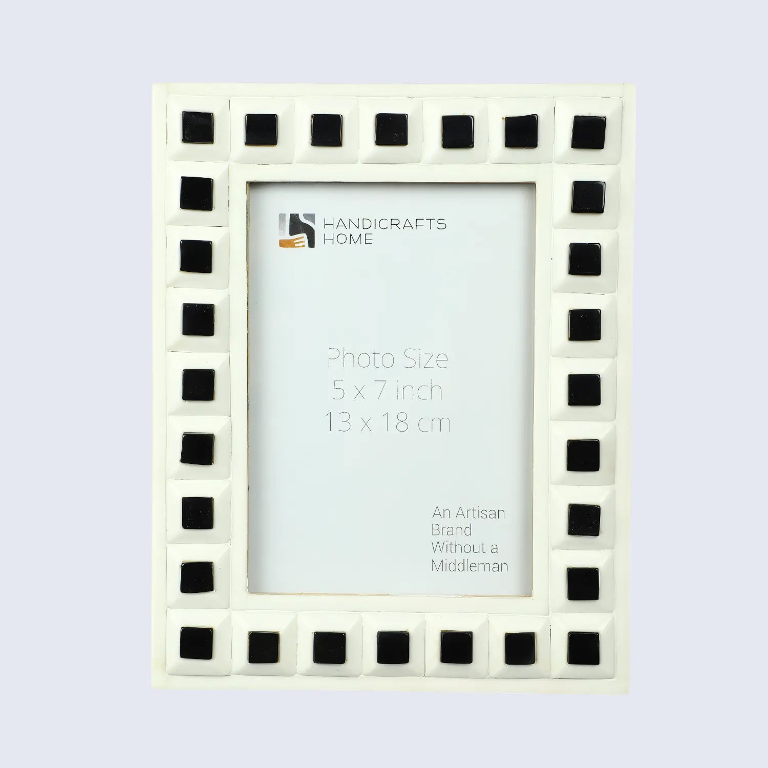Picture Frames Black Square Collection Resin Inlay Black White 5x7 – 2 Color Options