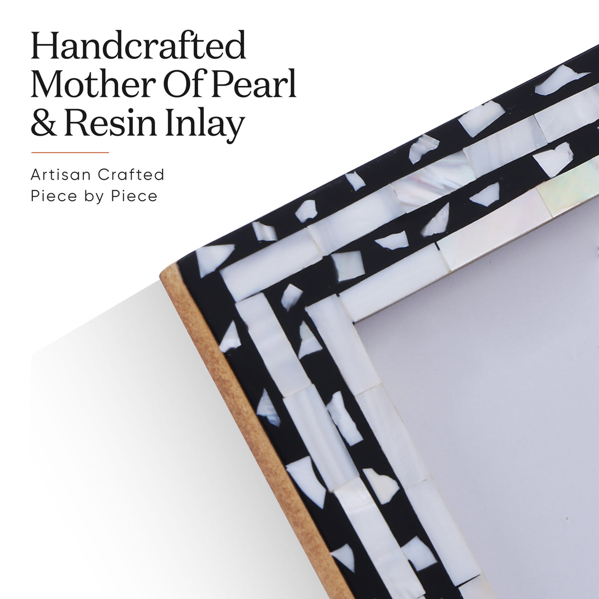 Picture Frame Mosaic Mother of Pearl Collection Resin Inlay Black & White – 4x6 & 5x7"