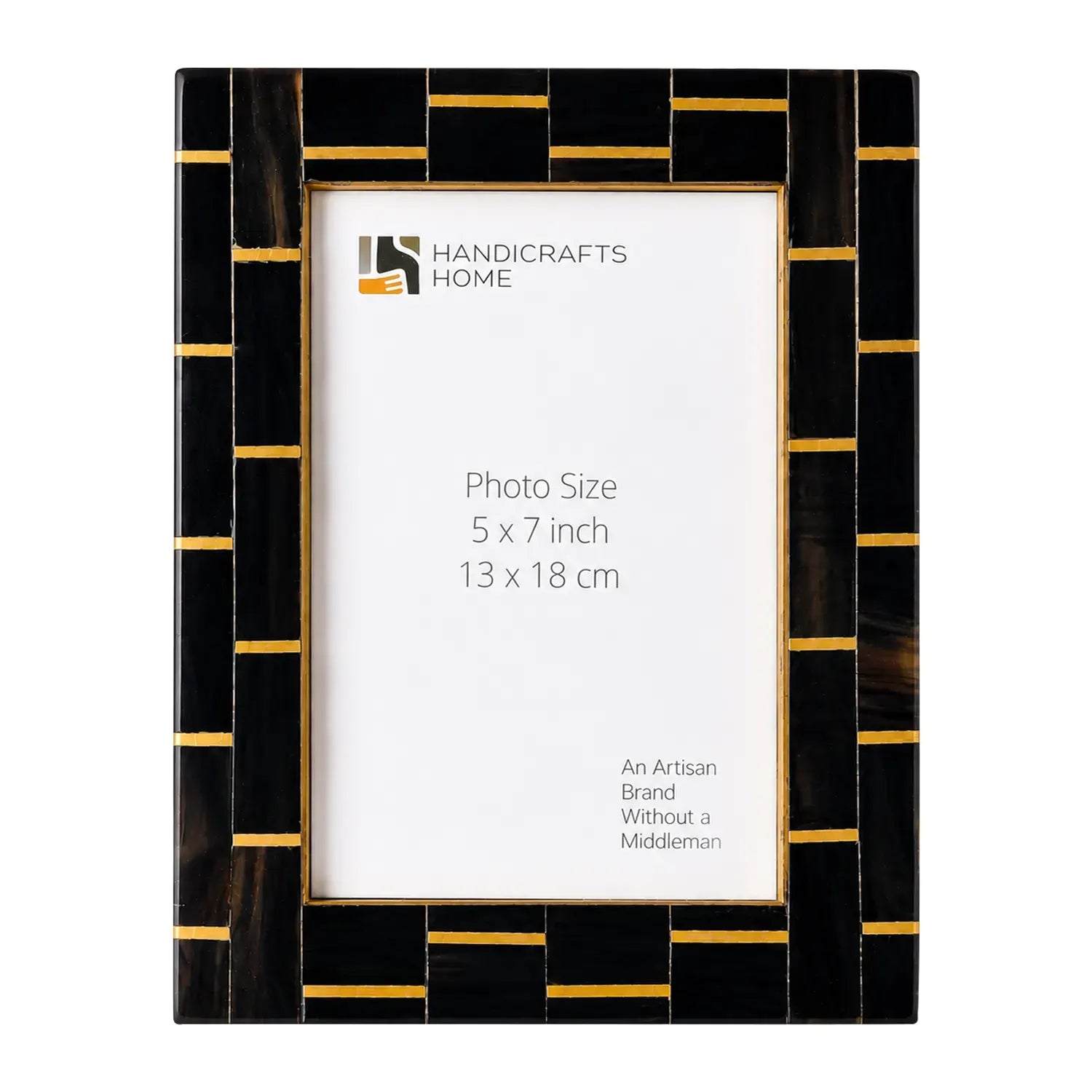 Picture Frames Classic Horn & Brass Inlay, Black, 4x6, 5x7