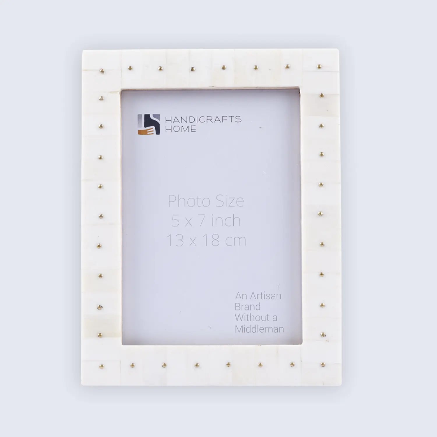 Picture Frame Noor Stud Pattern Collection Bone & Brass Inlay White & Gold – 4x6 & 5x7"