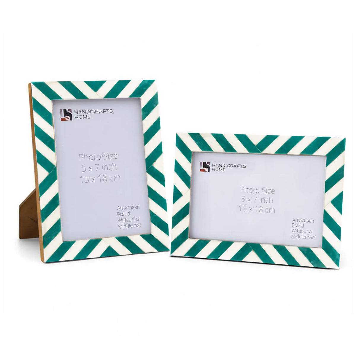 Handmade Candy Cane Mint Resin Inlay Picture Frame, Green - White, 3 Sizes, for tabletop or wall display