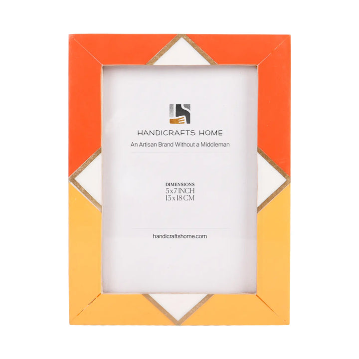 Handmade Picture Frame Menton Orange Pattern Collection Brass & Resin Inlay Orange – 3 Sizes