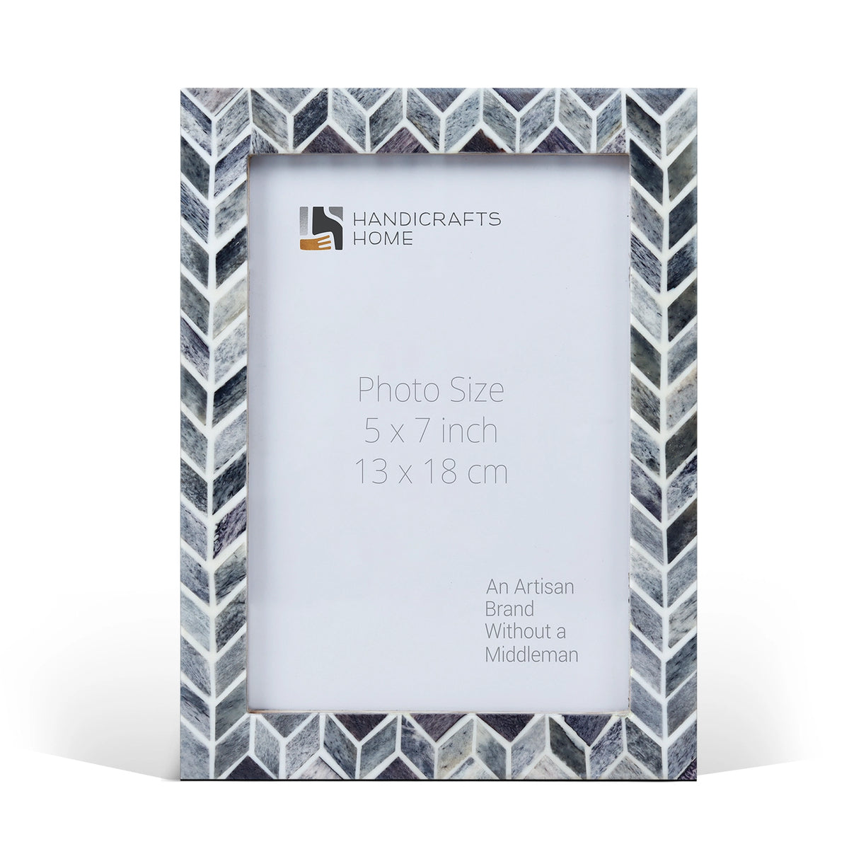 Handmade Grey Bone Inlay Picture Frame Arctic Smoke Col. 4x6 5x7 8x10, for tabletop or wall display