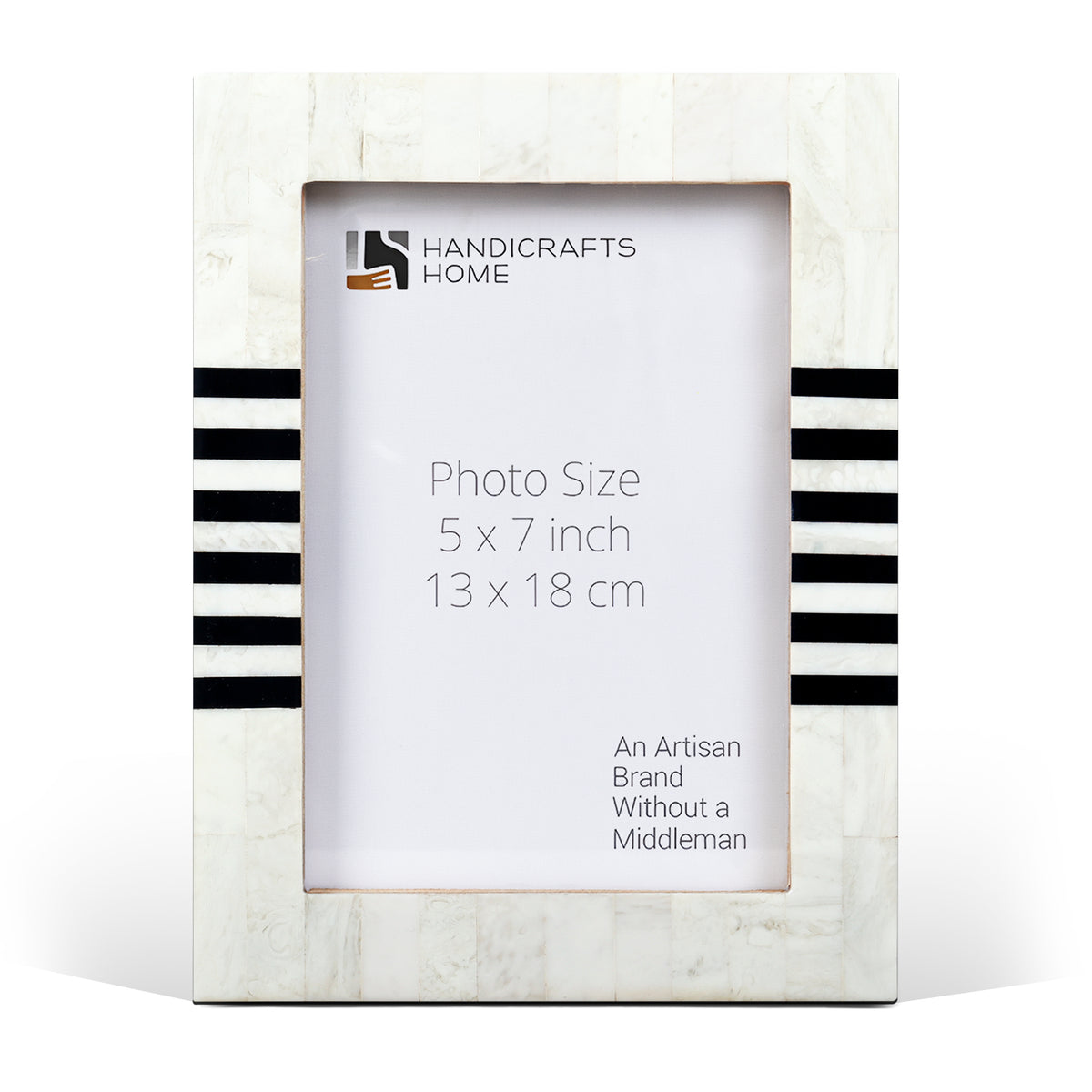 Handmade Contour Lado Modern Black & White Resin Inlay Picture Frames, for tabletop or wall display