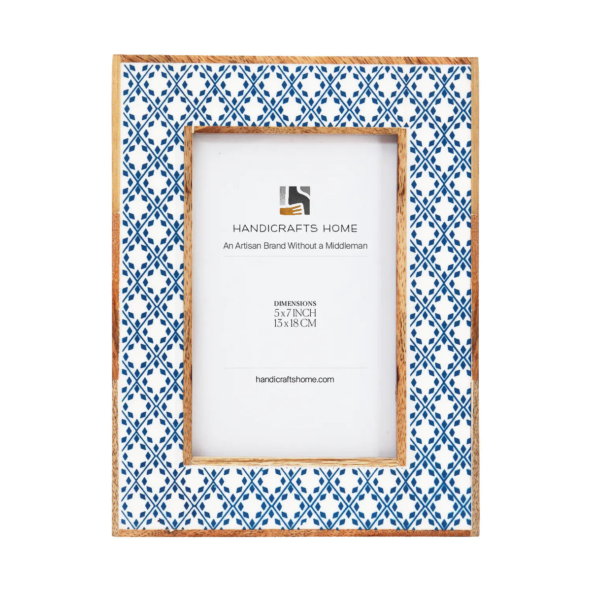 Handmade Rhythm Diamond Picture Frame Blue Resin Inlay 4x6 5x7 8x10, for tabletop or wall display