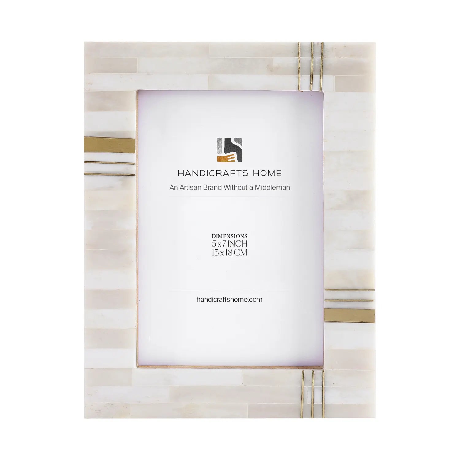 Picture Frame West Coast Barbara Collection Bone & Brass Inlay white – 2 Sizes