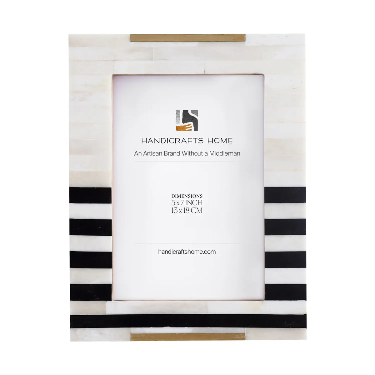 Handmade Black Bone & Brass Inlay Picture Frame - West Coast Naples - 4x6 & 5x7, for tabletop or wall display