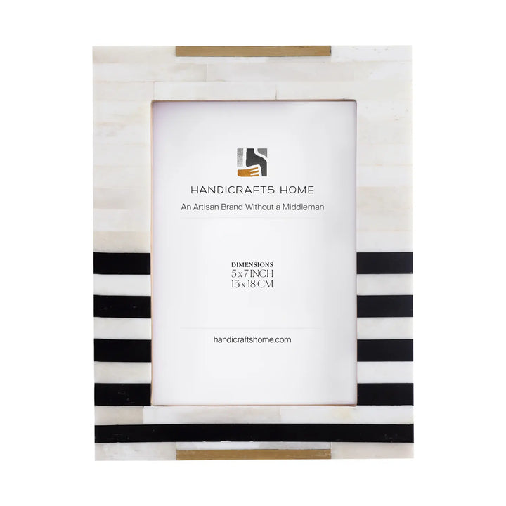 Handmade Black Bone & Brass Inlay Picture Frame - West Coast Naples - 4x6 & 5x7, for tabletop or wall display