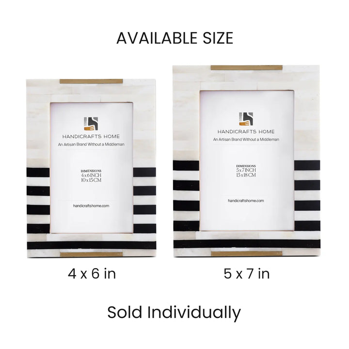Handmade Black Bone & Brass Inlay Picture Frame - West Coast Naples - 4x6 & 5x7, for tabletop or wall display