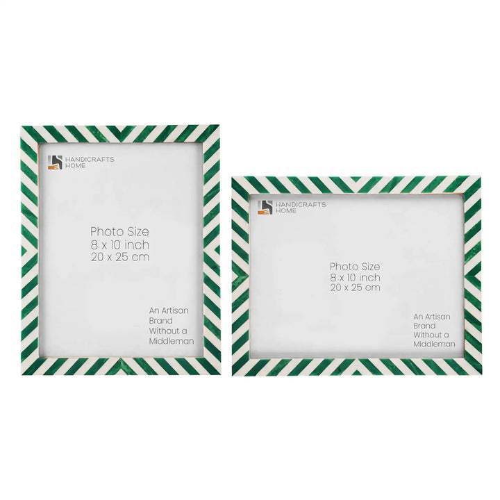 Handmade Candy Cane Mint Resin Inlay Picture Frame, Green - White, 3 Sizes, for tabletop or wall display