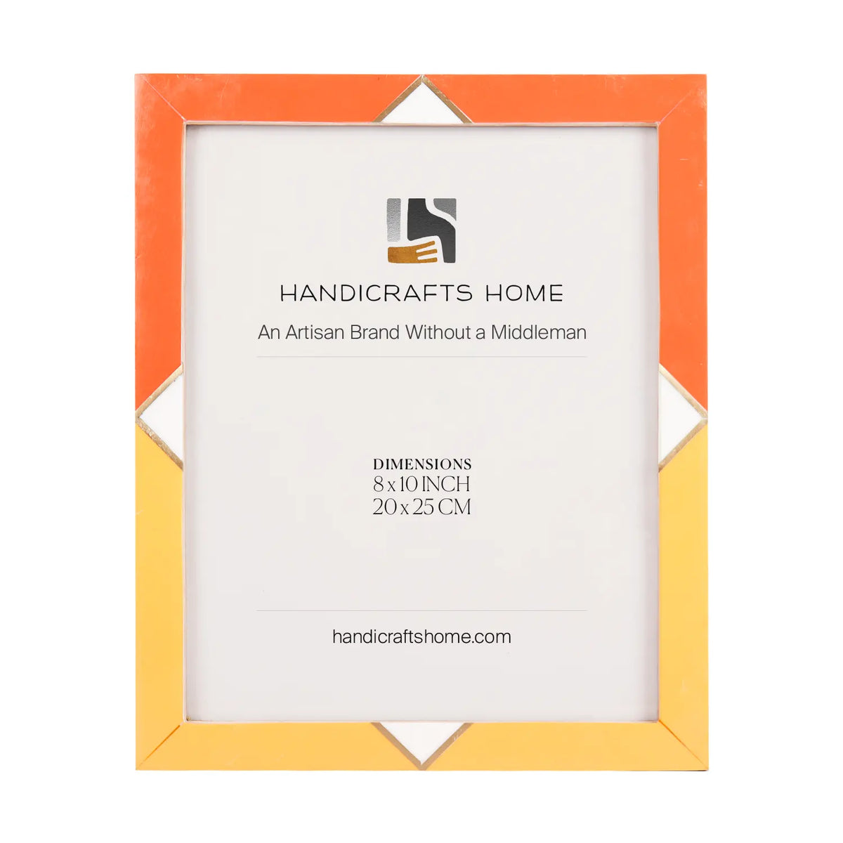 Handmade Picture Frame Menton Orange Pattern Collection Brass & Resin Inlay Orange – 3 Sizes