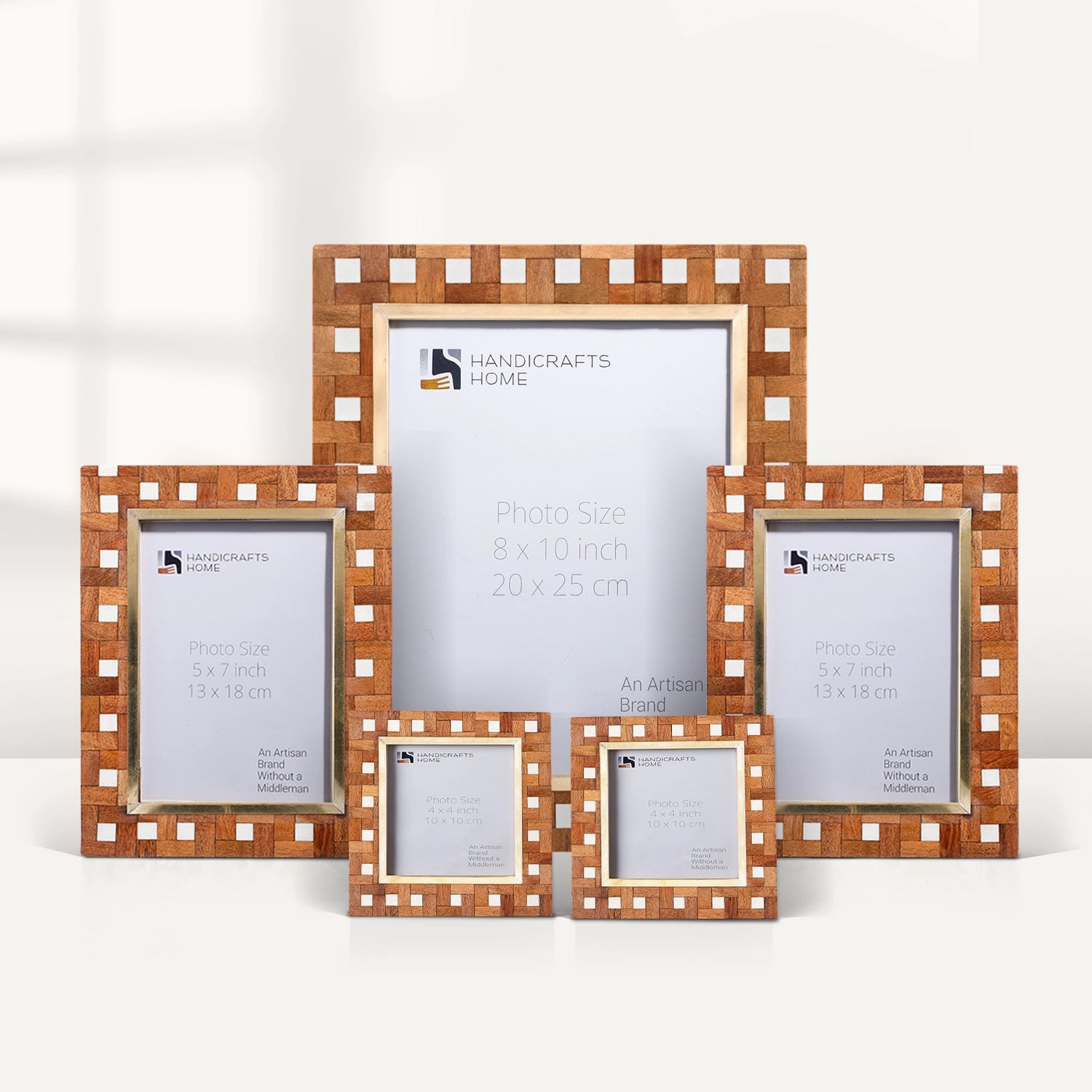 Halo Parquet Wood and Resin Inlay Picture Frame Set (5 Piece)