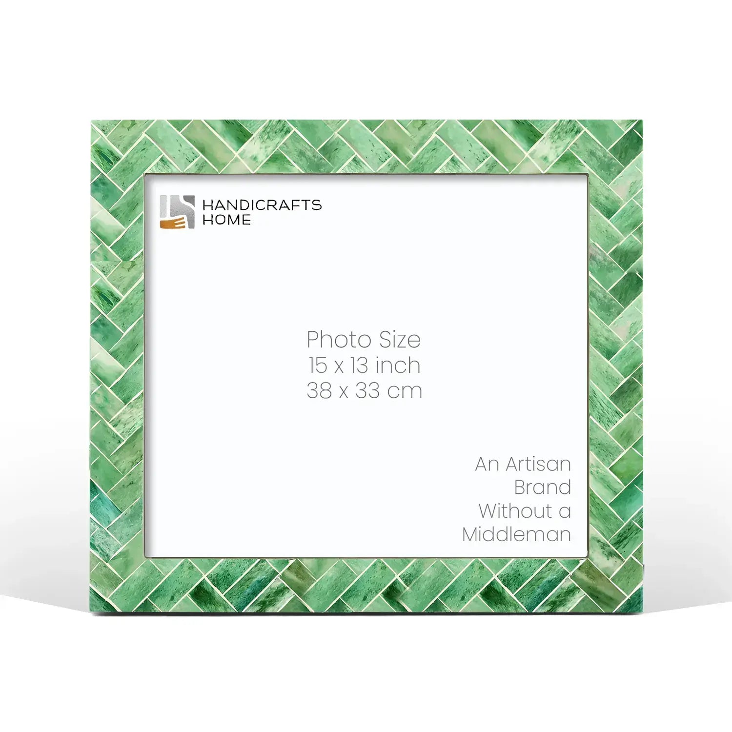 Pre-Order Green Bone Inlay Herringbone Wall Poster Frame 15" x 13"