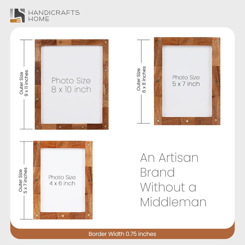 Size Chart for Picture Frame Star Wood Collection Brass & Wood Brown - 3 Sizes