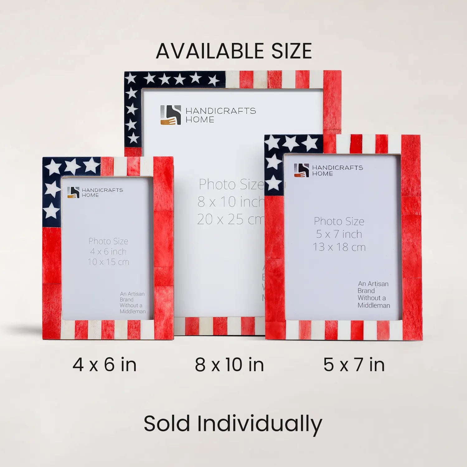 US Flag Bone Inlay Picture Frames Americana Patriotic Decor